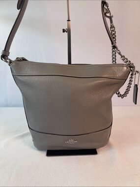 Coach G1979-F76668 Paxton Duffel Pebble Leather Heather Gray Crossbody Bag